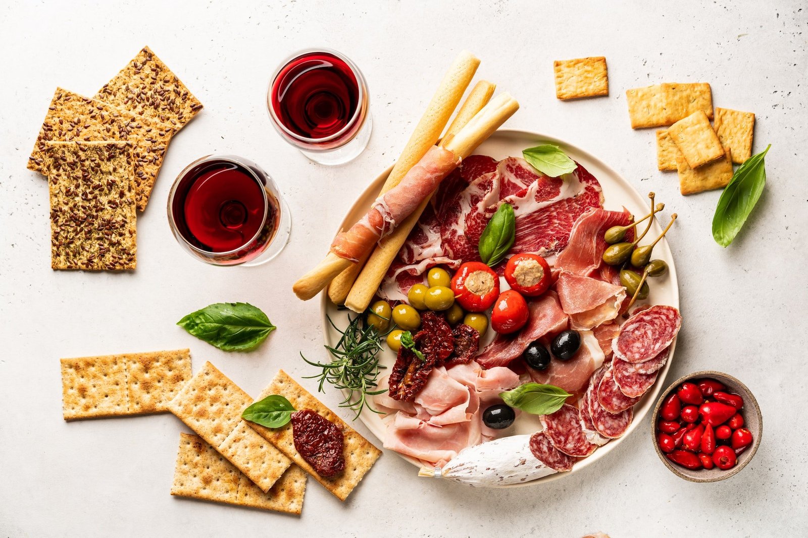 Appetizers with differents antipasti